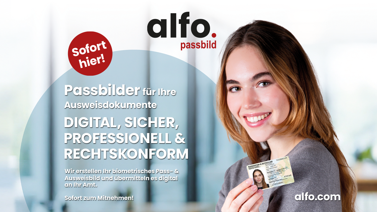 Werbebild mit Frau für Passbild